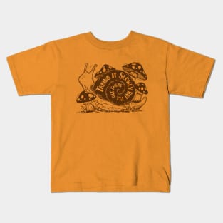 Taking it Slowly Snail and Mushrooms Kids T-Shirt